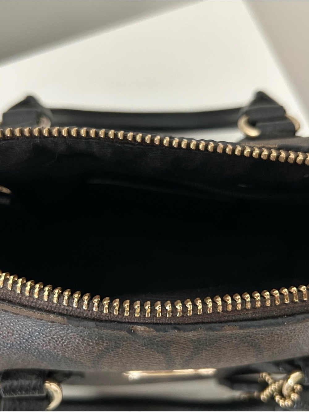 Coach Dark Brown Signature Mini Satchel with Black Handles - Picture 5 of 5